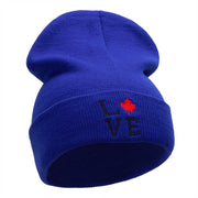 Canadian Love Embroidered 12 Inch Long Knitted Beanie