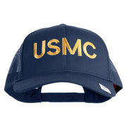 USMC Letter Embroidered Solid Cotton Twill Mesh Prostyle Cap - Navy OSFM