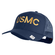 USMC Letter Embroidered Solid Cotton Twill Mesh Prostyle Cap - Navy OSFM
