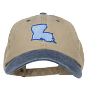 Louisiana State Map Embroidered Two Tone Cap