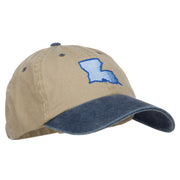 Louisiana State Map Embroidered Two Tone Cap