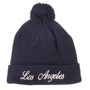 Los Angeles Embroidered Pom Cuff Beanie