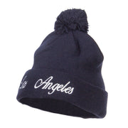 Los Angeles Embroidered Pom Cuff Beanie