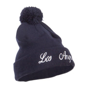 Los Angeles Embroidered Pom Cuff Beanie