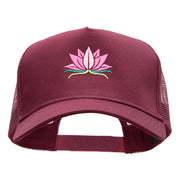 Lotus Spiritual Embroidered Cotton Twill Mesh Cap