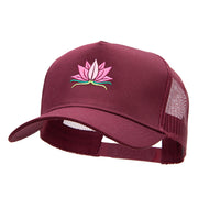 Lotus Spiritual Embroidered Cotton Twill Mesh Cap