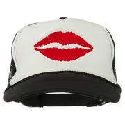 Lip Kiss Embroidered Foam Mesh Back Cap