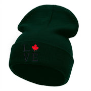 Canadian Love Embroidered 12 Inch Long Knitted Beanie