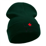 Canadian Love Embroidered 12 Inch Long Knitted Beanie