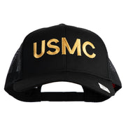 USMC Letter Embroidered Solid Cotton Twill Mesh Prostyle Cap - Black OSFM