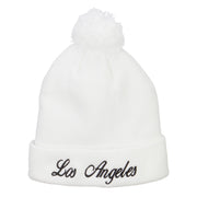 Los Angeles Embroidered Pom Cuff Beanie