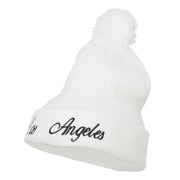 Los Angeles Embroidered Pom Cuff Beanie