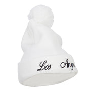 Los Angeles Embroidered Pom Cuff Beanie