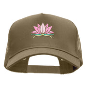 Lotus Spiritual Embroidered Cotton Twill Mesh Cap