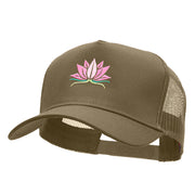 Lotus Spiritual Embroidered Cotton Twill Mesh Cap