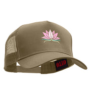 Lotus Spiritual Embroidered Cotton Twill Mesh Cap