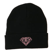 Light Pink Diamond Embroidered Long Cuff Beanie