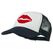 Lip Kiss Embroidered Foam Mesh Back Cap