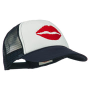 Lip Kiss Embroidered Foam Mesh Back Cap