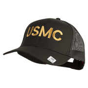 USMC Letter Embroidered Solid Cotton Twill Mesh Prostyle Cap - Charcoal OSFM