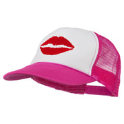 Lip Kiss Embroidered Foam Mesh Back Cap