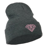 Light Pink Diamond Embroidered Long Cuff Beanie