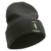 Licensed 1st Special Forces Command Veteran Embroidered 12 Inch Long Knitted Beanie - DK-Grey OSFM