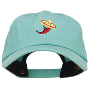 Chili with Sombrero Embroidered Unstructured Cap