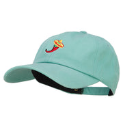 Chili with Sombrero Embroidered Unstructured Cap