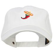 Chili with Sombrero Embroidered Unstructured Cap