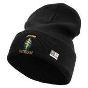 Licensed 1st Special Forces Command Veteran Embroidered 12 Inch Long Knitted Beanie - Black OSFM