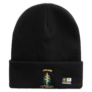 Licensed 1st Special Forces Command Veteran Embroidered 12 Inch Long Knitted Beanie - Black OSFM