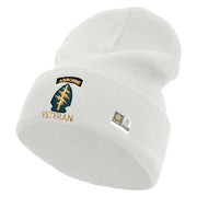 Licensed 1st Special Forces Command Veteran Embroidered 12 Inch Long Knitted Beanie - White OSFM