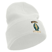 Licensed 1st Special Forces Command Veteran Embroidered 12 Inch Long Knitted Beanie - White OSFM