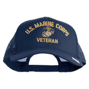 US Marine Corps Veteran Design Embroidered Solid Cotton Twill Mesh Prostyle Cap - Navy OSFM