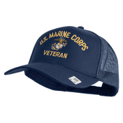 US Marine Corps Veteran Design Embroidered Solid Cotton Twill Mesh Prostyle Cap - Navy OSFM
