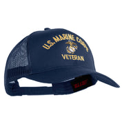 US Marine Corps Veteran Design Embroidered Solid Cotton Twill Mesh Prostyle Cap - Navy OSFM