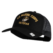 US Marine Corps Veteran Design Embroidered Solid Cotton Twill Mesh Prostyle Cap - Black OSFM