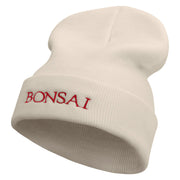 Bonsai Embroidered 12 Inch Long Knitted Beanie