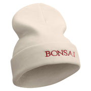 Bonsai Embroidered 12 Inch Long Knitted Beanie