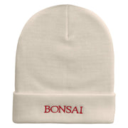 Bonsai Embroidered 12 Inch Long Knitted Beanie