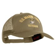 US Marine Corps Veteran Design Embroidered Solid Cotton Twill Mesh Prostyle Cap - Khaki OSFM