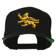 Lion Scroll Embroidered Flat Bill Cap