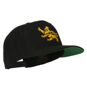 Lion Scroll Embroidered Flat Bill Cap