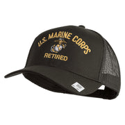 US Marine Corps Retired Design Embroidered Solid Cotton Twill Mesh Prostyle Cap - Charcoal OSFM