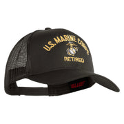 US Marine Corps Retired Design Embroidered Solid Cotton Twill Mesh Prostyle Cap - Charcoal OSFM
