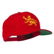 Lion Scroll Embroidered Flat Bill Cap