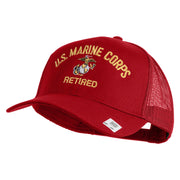 US Marine Corps Retired Design Embroidered Solid Cotton Twill Mesh Prostyle Cap - Red OSFM
