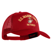 US Marine Corps Retired Design Embroidered Solid Cotton Twill Mesh Prostyle Cap - Red OSFM