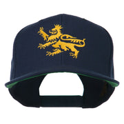 Lion Scroll Embroidered Flat Bill Cap